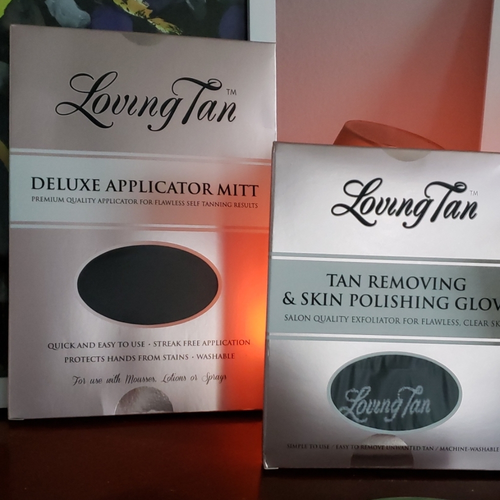 Applicator mitt and tan removing glove.
